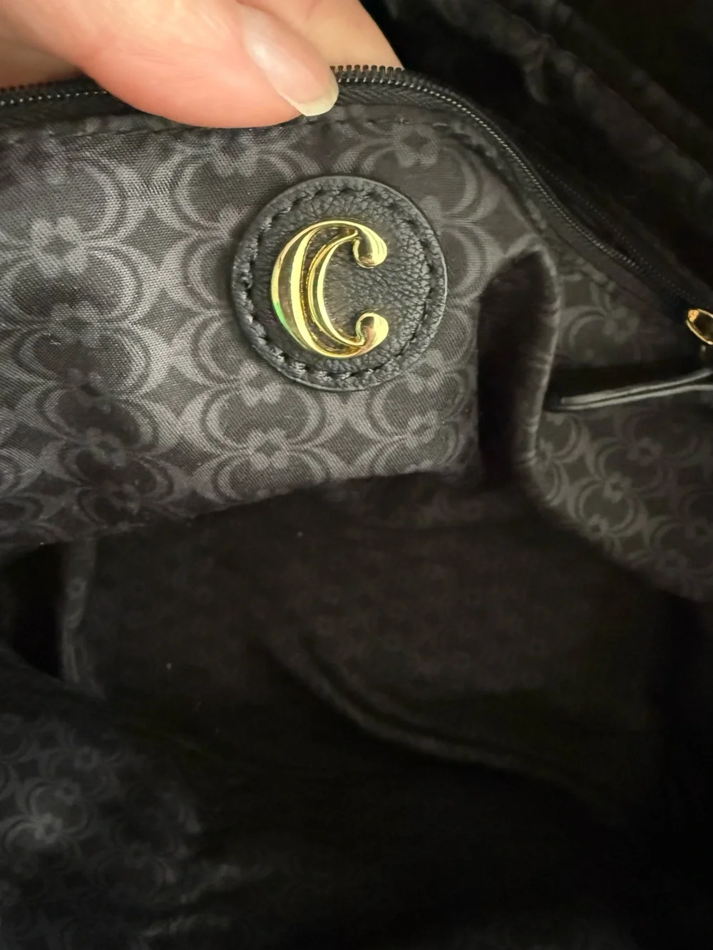 CHARMING CHARLIE Black Faux Leather Gold Studded Handbag Removable Strap Glam